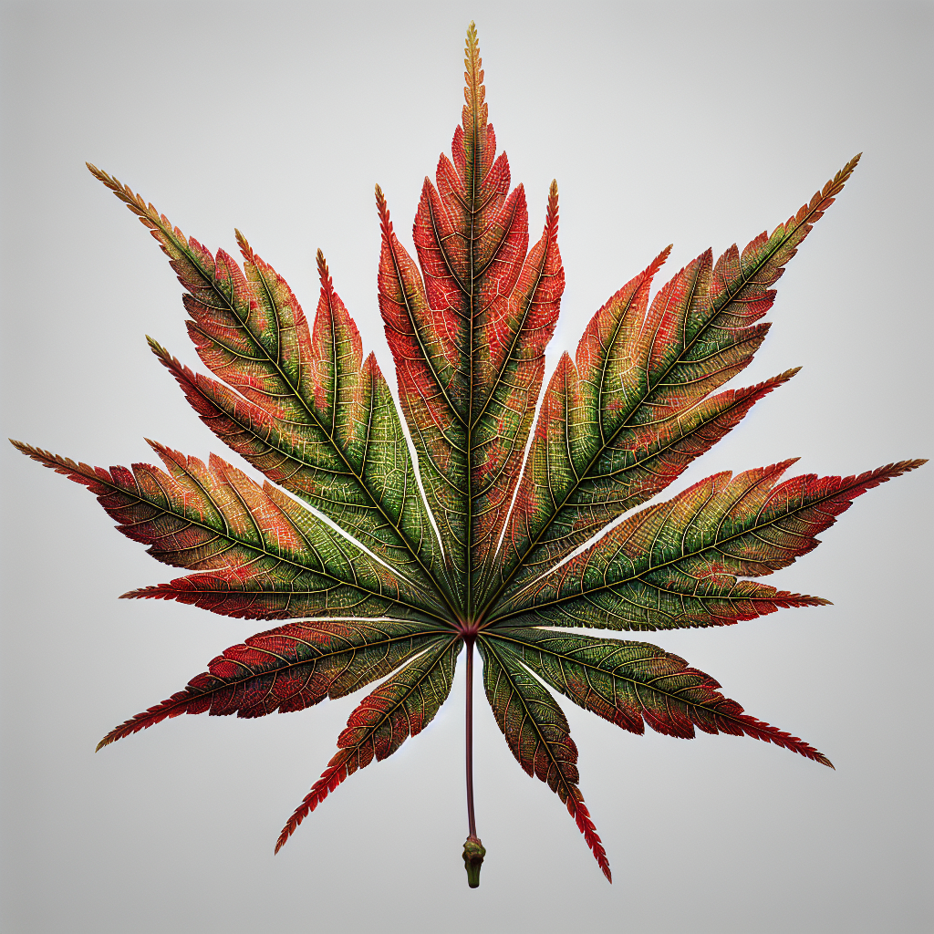 Acer Palmatum leaf structure and venation pattern close-up