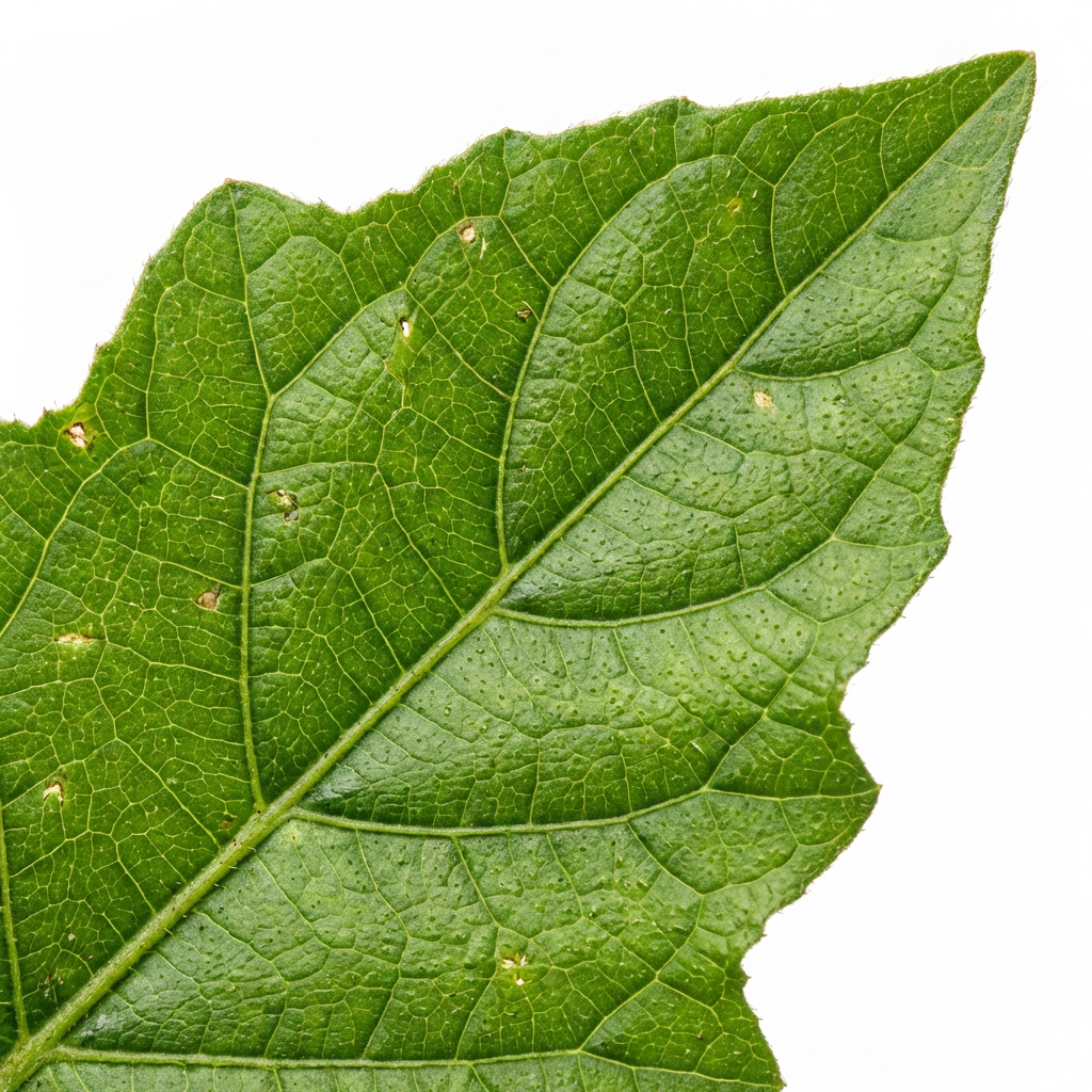 Brihati leaf structure and venation pattern close-up