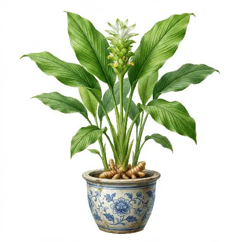 Turmeric (Curcuma longa) botanical illustration